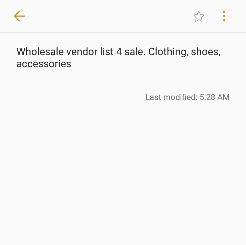 Wholesale vendor list